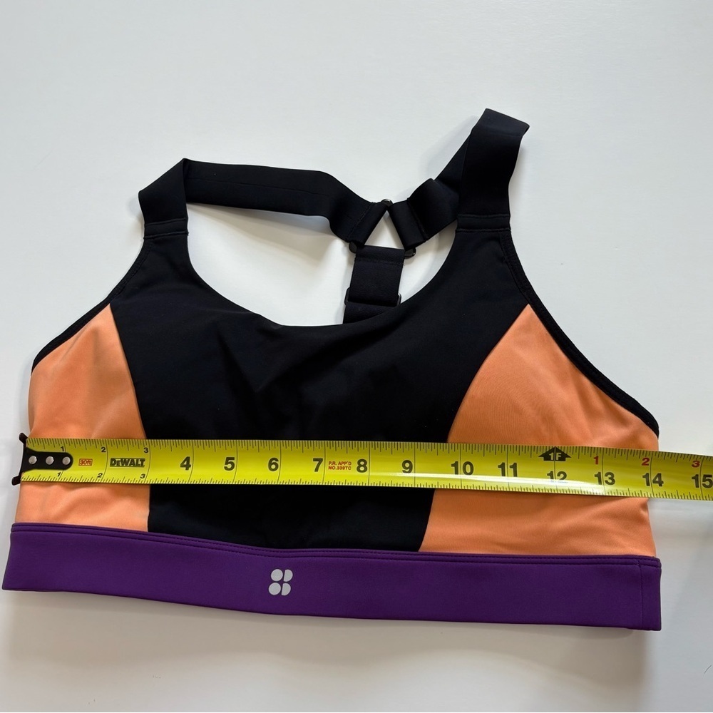 Sweaty Betty Colorblock Black Purple Orange Sports Bra Size Medium Padded - Picture 6 of 6